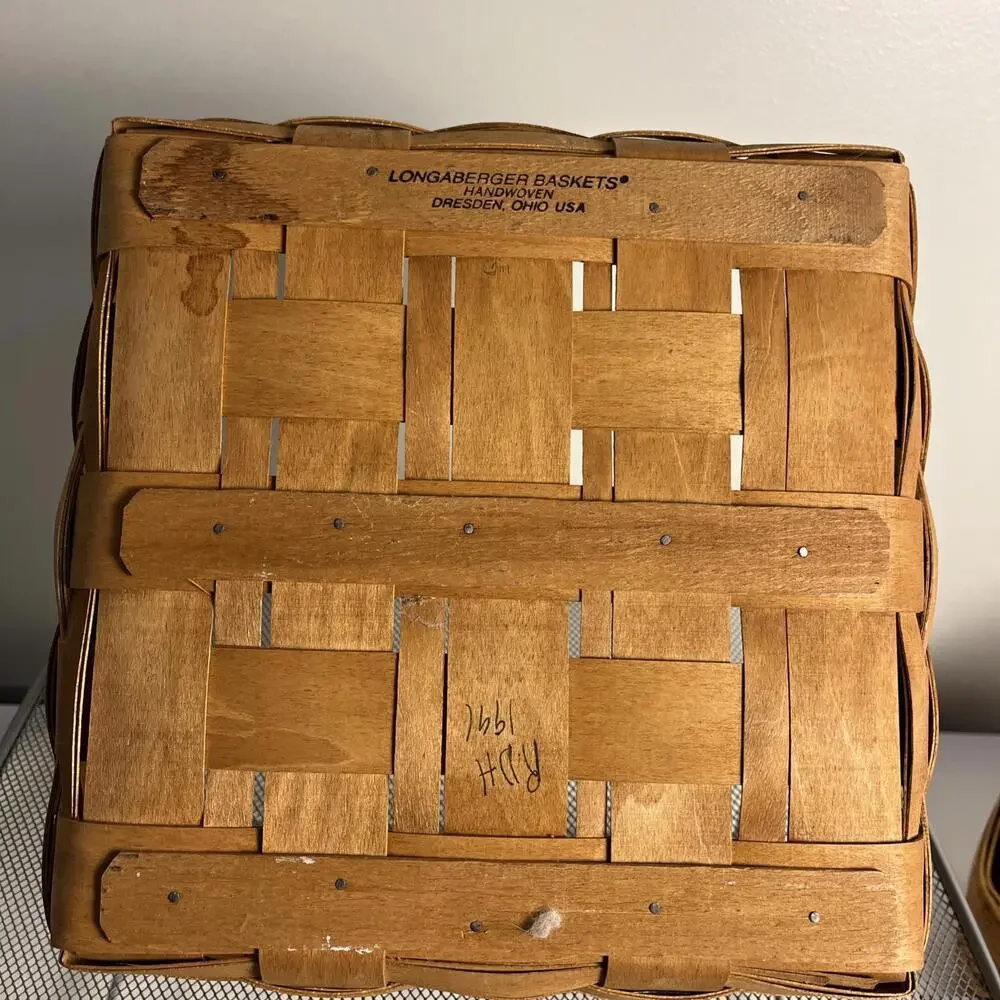 Vintage 1991 Longaberger Fixed Handle 12” X 12” X 4.5” Pie Basket - Picture 5 of 7
